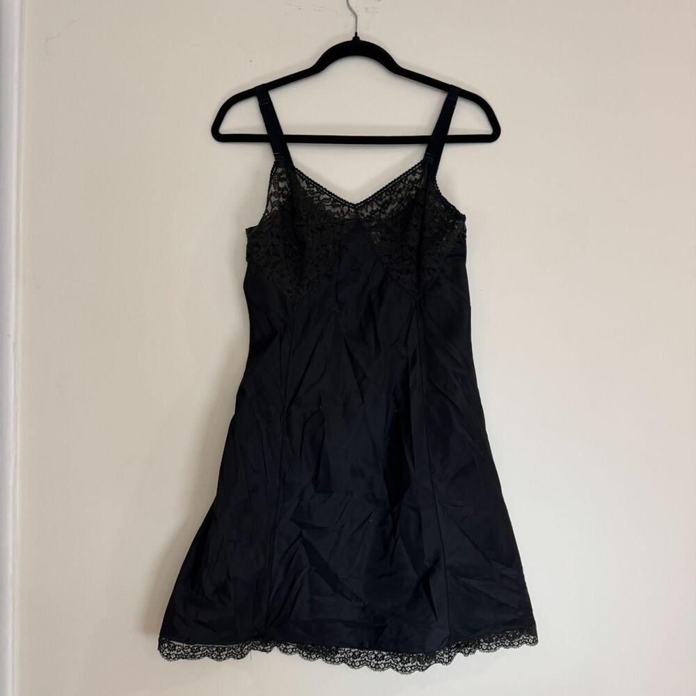 Vintage Barbizon BrynFit Black Lace Slip Dress — Size 14